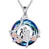 TOUPOP Collana da incubo in argento Sterling con cristalli Jack e Sally, regalo di Natale, 1.13*0.80 inches, Argento sterling, Cristallo