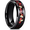 King Will - Fede nuziale da uomo, 6 mm e 8 mm, in carburo di tungsteno, nero/argento, con inserti in foglia/frammento di colore blu, rosso, oro e viola, bordo smussato, T 1/2(62.08mm), Tungsteno
