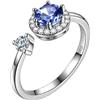 Aurora Tears Birthstone Anello Regolabile in Argento Sterling 925 Splitter Birthstone Aperto Anello Nascita Pietra Gioielli Regalo per Uomini e Donne DR0090 e Placcato Oro