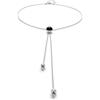 Uno de 50 Pendente lungo placcato in argento Sterling con catena regolabile e vetro di Murano nero centrale