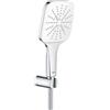 Grohe Rainshower 130 SmartActive Cube 26589LS0 Soffione Doccia a 3 Getti, Ecojoy Portata Limitata a 9,5l/min, Supporto Fisso, Bianco Squadrato, 130 mm, Set di 3 Pezzi