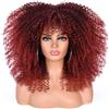 ISAMY Parrucche lunghe e ricce per donne nere, afro bomb riccia con frangia, capelli afro ricci lunghi in fibra sintetica senza colla (T1B/39A)