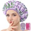 Years calm Cuffia da doccia da donna, riutilizzabile, impermeabile, a doppio strato, con stampa botanica tropicale, per doccia, spa, viaggi, bagno e protezione quotidiana dei capelli