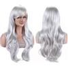 IMISSU 70 cm capelli lunghi acqua parrucche ondulate con frangia parrucca costume cosplay (Bianco argenteo)