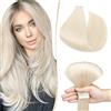 SEGO Extension Biadesive Capelli Veri Tape Extensions Adesive Biadesivo 10 Fasce 25g 100% Remy Human Hair senza Clip 40 cm(Confezione da 10) Bianchissimo #70
