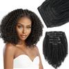 Yuniffe Extension per capelli afro a spirale con clip, per donne nere, veri capelli umani con clip, colore nero naturale, doppia trama, brasiliani, vergini, remy, capelli umani afro, clip ins 4B, 4C