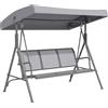 Outsunny Dondolo Giardino 3 Posti con Tettuccio Regolabile in Acciaio e Tessuto Poliestere, Dondolo da Esterno, 175x118x159cm, Grigio | Aosom Italy