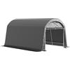 Outsunny Ripostiglio pieghevole da giardino con telo in plastica, porta avvolgibile con zip per attrezzi, 300x450x 230 cm, Grigio scuro | Aosom Italy