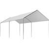 Outsunny Gazebo Copertura per Auto 5.95x2.9m in Acciaio Zincato, Tendone per Auto con Kit di Ancoraggio, Bianco