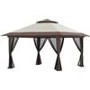Outsunny Gazebo Pieghevole Pop Up 4x4 m ad Altezza Regolabile a 3 Livelli, Gazebo Esterno con Zanzariera, Sacchi di Sabbia, Borsa da Trasporto, UV50+, per Giardino Campeggio Feste, Beige | Aosom Italy