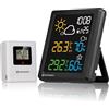 Bresser MeteoCast Pico - Stazione meteorologica a colori - Sensore esterno termoigro-esterno, memoria di valore max/min, ora controllata DCF, funzione sveglia, display a colori e indicatore del