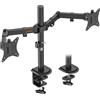 VonHaus Braccio Monitor Doppio per Schermi da 13-32, Supporto Doppio Monitor con Morsetto, Altezza Regolabile, Braccio Doppio Monitor Inclinabile, Ruotabile e Orientabile, VESA: 75x75 e 100x100 mm