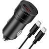 Adiwo Caricatore Auto USB C 30W, Presa Accendisigari a Doppia Porta PD e QC Fast Charge per iPhone Pro/Max 14/13/12, Samsung, Huawei, Xiaomi, iPad, Accessori Auto