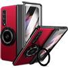 XKchatpt Custodia di telefono pieghevole magnetico per Samsung Galaxy Z Fold 3, Kickstand 360 ° REFERIBILE, Custodia in di con protezione della cerniera e protezione dello schermo anteriore(Rosso)