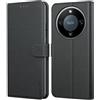 Leacckl Cover per Honor Magic 8 Lite, Custodia a portafoglio in Pelle PU Premium [Magnetica a Scatto] [Funzione Stand], Nero