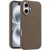 Mixroom - Custodia Cover Case per iPhone 16 in Tpu silicone liquido morbido compatibile con MagSafe con cerchio magnetico integrato Marrone C09
