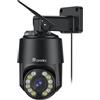 Ctronics 4K 8MP Telecamera da Esterno WiFi 2,4/5Ghz, IP Videocamera Sorveglianza Rilevamento Persone/Veicoli/Animali Auto Tracking Allarme Luce Rossa-Blu Visione Notturna a Colori PC/Cloud/Metallo