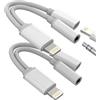 Kefiany Adattatore Lightning a Jack 3,5mm Cuffie(2Pack)per Apple iPad per iPhone 14 Sdoppiatore Aux Cavo Headphone Cavetto Accessori Audio Caricatore Auricolari Rapida Ricarica Auto Spinotto Splitter FXMZ-3.5