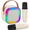 eyes Altoparlante karaoke wireless portatile con 2 microfoni, altoparlante stereo HIFI, altoparlante KTV RGB colorato, macchina per karaoke, decorazione per la casa all'aperto, soggiorno, accessori per la