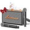 CARUDI Macchina per karaoke per adulti, 2 microfoni wireless per altoparlante karaoke, microfono portatile e supporto per altoparlante con espansione microfonica a quattro canali per feste in casa, picnic