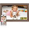 Yalilia FRAMEO - Cornice digitale da 15,6 pollici, 64 GB, venature del legno, FHD 1920 x 1080P IPS touch screen digitale per auto, rotazione elettronica, condivisione di foto/video istantanea