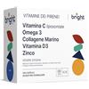Bright Naturo Vitamina C Liposomiale, Omega 3 TG, Collagene Marino, Vitamina D3, Zinco - SmartAbsorb™ | per immunità, salute della pelle e delle ossa | 28 bustine giornaliere