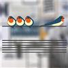 Stickers4 I Like Birds - 4 rondini su un filo adesivo per finestra, adesivi decorativi statici in vetro per finestre