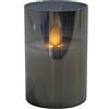 Klocke Dekorationsbedarf Elegante candela a LED di alta qualità ed elegante in vetro, realistica tremolante, design innovativo (colore grigio, altezza: 7,5 cm - diametro 5 cm)