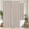 EurCross Tenda da doccia extra larga, 300 x 200 cm, impermeabile, in tessuto, color sabbia, extra grande, antimuffa, lavabile, ad asciugatura rapida, con 20 anelli