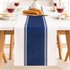 DakTou Runner Blu da Tavolo con Ampie Strisce Blu in Misto Cotone e Lino 40x140cm, Runner Tavola Centrotavola Moderno Design, Tovaglia Rettangolare Campagnolo per Tavolo da Pranzo, Credenza Ecc