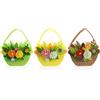 com-four® 3x Cesto pasquale in feltro - cestino da riempire - sacchetto di feltro per regalo - Cestino di Pasqua dai colori vivaci (3 cestini - composizione floreale)
