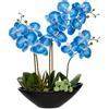 Oairse Orchidea artificiale da 45,7 cm, fiori artificiali di seta blu con vaso in ceramica nera, grande composizione Phalaenopsis finta per casa, ufficio, camera, soggiorno, tavolino da caffè