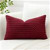 Artscope Federe Cuscini in Velluto a Coste per Divano 40x60cm Copricuscini di Bolla Geometrico Decorativa per Salotto Moderno Cuscino per Camera da Letto, Vino Rosso