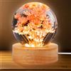GOMETY Lampada notturna a sfera di cristallo 3D, 6 cm, con base in legno USB, margherita, fiore eterno per la casa, decorazione da tavolo