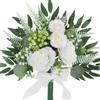 LEIMEND 68 Pezzi Fiori Artificiali Bianchi con Rami Verdi Set Foglie Finte Realistico Fiore Artificiale Emulazione Bouquet Fiori Finti per Decorazioni da Sposa Casa Abito Composizione Floreale