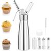 talifoca 500ml Sifone Panna Montata, Sifone per Cucina Alluminio, sifon da Casa e Cucina Alluminio con 3 Ugelli in Acciaio Inox e 1 Spazzola da Pulizza, per Spume Panna Monta Professionale