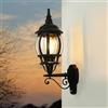 Licht-Erlebnisse Luce da esterno con rilevatore di movimento vetro alluminio nero IP23 casa cortile H: 54 cm E27 lampada da parete rustica lanterna da giardino esterno
