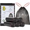 AURMOO 125pcs Sacchetti Spazzatura 35L con Cordin, Sacchetti per Immondizia | Sacchetti della spazzatura, Sacchetti Immondizia con Cordino, Sacchetti Umido, Sacchi di Rifiuti, Biomüllbeutel, 55 x 65cm