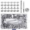VMUTGA 300 Pezzi Bottoni Automatici a Pressione, Bottoni Pressione Cuoio, Bottoni a Pressione Metallo 15 mm, con 3 Strumenti di Fissaggio a Scatto, per Borse, Jeans, Vestiti, Tessuto (Argento)