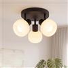 Deboola 3 Fiamme Lampada Soffitto Nero, Vintage Circolare in Vetro, Spot E14, Design Moderno, 350° Girevole, per corridoio, camera, salotto (senza lampadine)