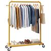 Sywhitta Appendiabiti su ruote, appendiabiti con ripiano inferiore in rete, struttura in metallo robusto, appendiabiti per appendere vestiti, cappotti, gonne, 101 cm di lunghezza x 40,6 cm di