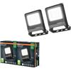 OSRAM Proiettore LED ENDURA FLOOD PC 30W, bianco freddo 4000K, 3000 lumen, IP65, alluminio riciclato al 100%, staffa di montaggio 180°, 100 lm/W, grigio,2-Pack