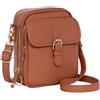 Toptime Piccola borsa a tracolla da donna, in pelle vegana, antifurto, 10 scomparti per carte di credito, borsa per cellulare con tracolla a tre scomparti, borsa a tracolla marrone per viaggi