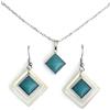 ASTER ALHELÍ Parure Donna Collana e Orecchini in Acciaio Inossidabile con Pietra Naturale Giada Blu - Collana Regolabile e Orecchini Pendenti Eleganti - Gioielli Artigianali - Idea Regalo Donna