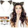 LXONTSG Leopardo Costume Set, Accessori Costume Leopardati, Ghepardo Cosplay Set, Ghepardo Headband e Tatuaggi Facciali, Ghepardo Carnevale Accessori, Leopardo Carnevale Costume Set (B)