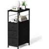 LIANTRAL Cassettiera stretta per bagno, cassettiera sottile, cassettiera con 3 cassetti in tessuto e ripiano in legno, organizer per camera da letto per piccoli spazi, armadio, lavanderia, nero