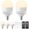 LGMCF Lampadina ricaricabile USB-C con telecomando, 3 colori, E14, dimmerabile, con batteria, 8 W, con funzione di timing, luce di emergenza con magnetico, confezione da 2