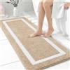 Famibay Microfibra Tappeto da Bagno Lungo 50x140cm Assorbente, Beige, Antiscivolo Grande da Doccia per Vasca Soggiorno Cucina