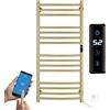 ESOP Scaldasalviette elettrico in oro spazzolato, 185 W, WiFi, 110 x 60 cm, con display digitale, 15 barre curve, in acciaio inox 304