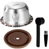 XIHIRCD Capsule Riutilizzabili per Macchina Nespresso Vertuo, Set di Capsule di Caffè Ricaricabili da 80 ml in Acciaio Inossidabile con Coperchio in Silicone Cucchiaio e Pennello